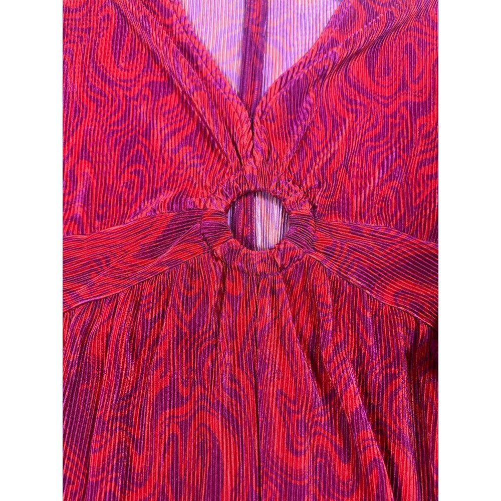 NWT Nina Parker Prism Maxi Dress  Keyhole Pleated Orange Pink 3X - Picture 8 of 9